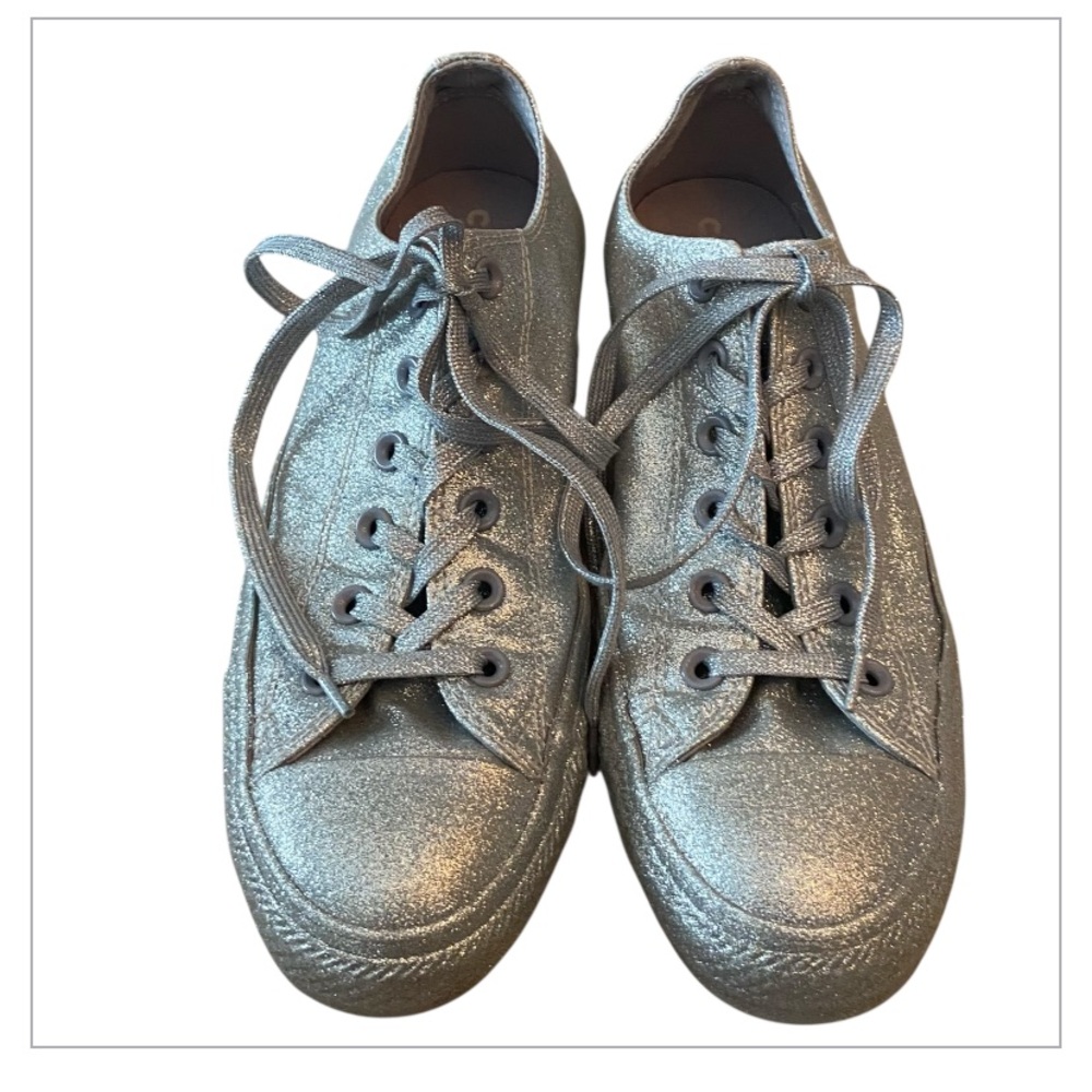 Converse Silver Glitter Low Top Sneakers